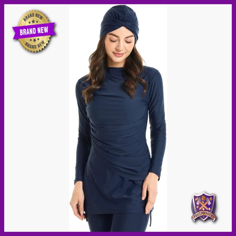 Long Sleeve Full Coverage Burkini Swimwear Set Rash Guard Slim Fit